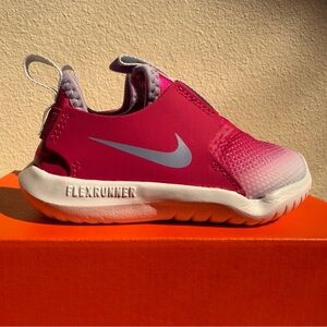 Nike Pink and White FlexRunner Slip-On Toddler Sneaker NWT